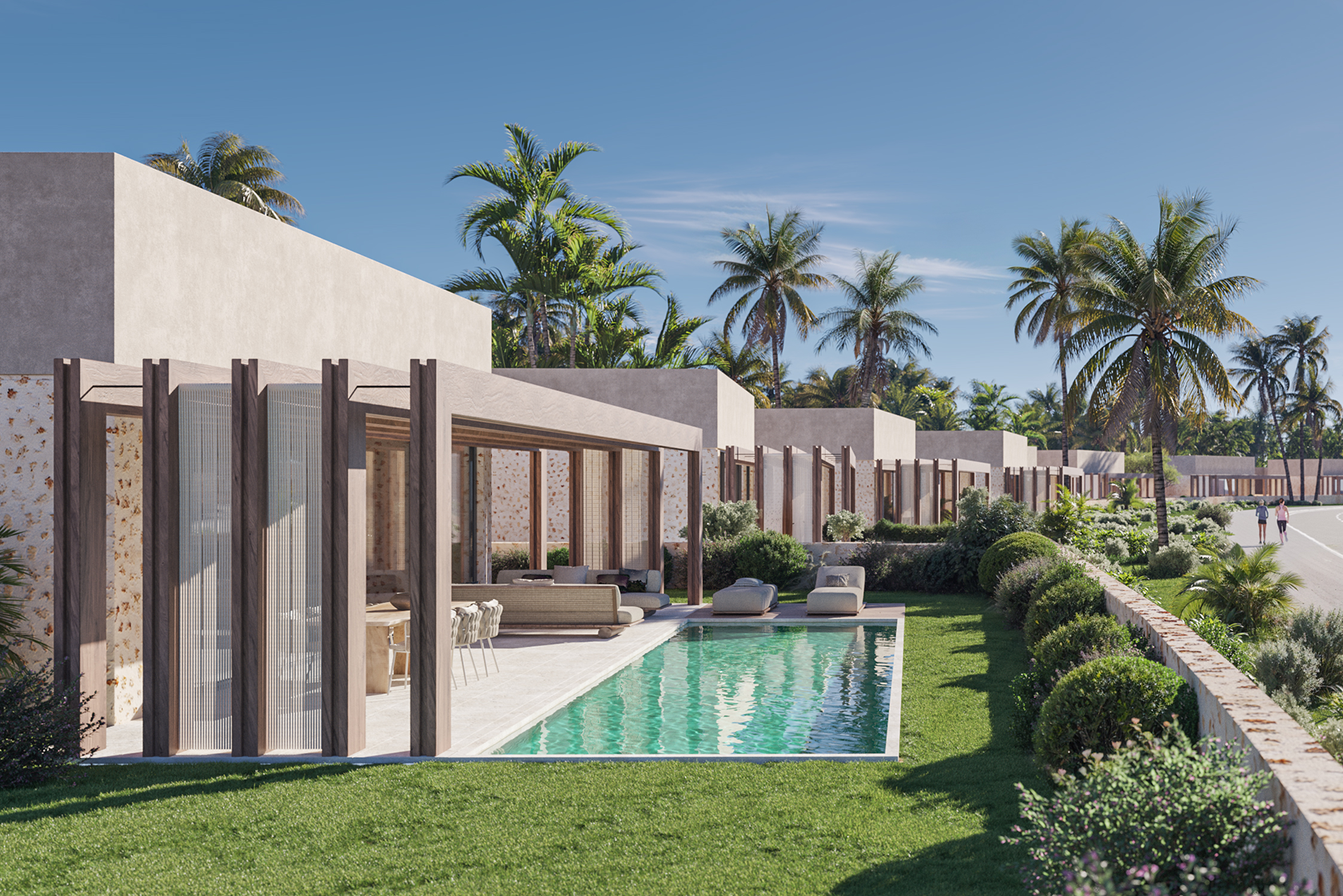 A residential horizon opening to the sea, combining privacy and openness.